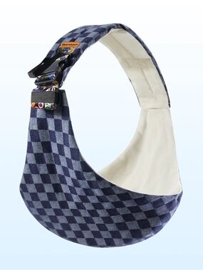 Checkered Blue Sling carrier with Cream Interior